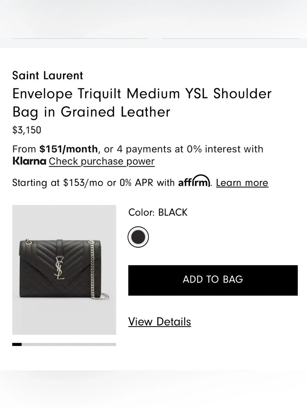 Envelope Triquilt Medium YSL Shoulder Bag Grained Leather **Worn 2x FINAL SALE**